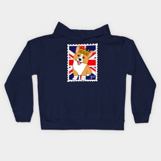 Cute Corgi Dog British Postage Stamp Kids Hoodie